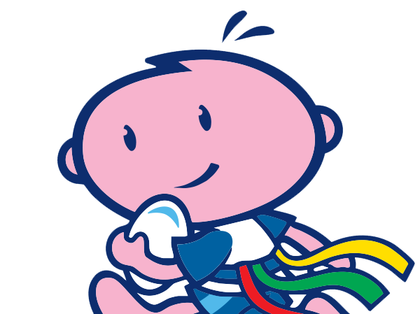 Rugbytots mascot Arty playing tag rugby.